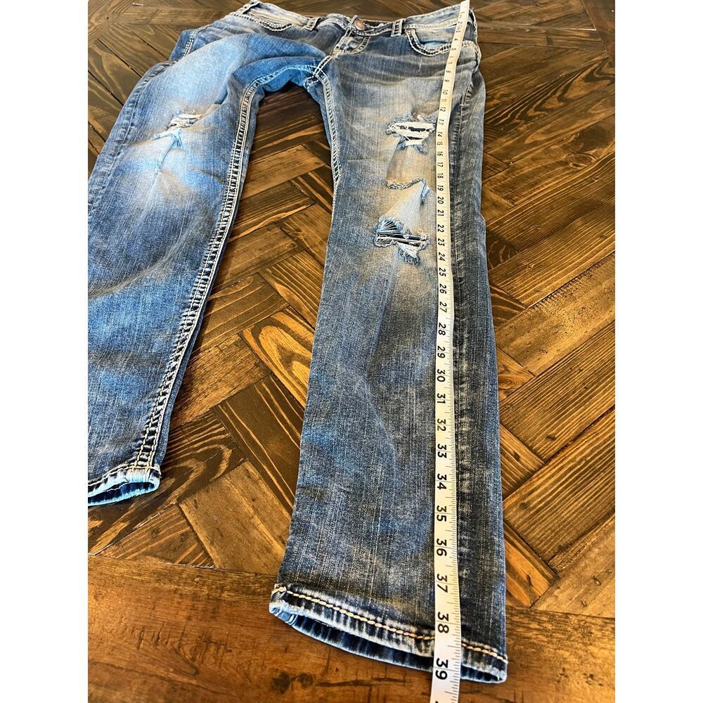 Silver jeans Boyfriend Women 30x29 Grunge Western Distressed Y2K Thick Stitch - Picture 8 of 16